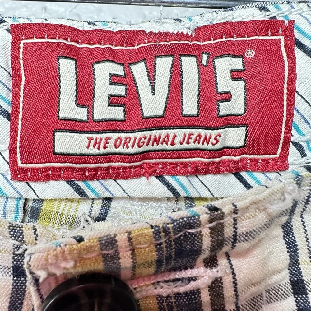 Levi's 706L‎ Yellow Blue Madras Plaid Shorts Men's 32 Preppy Cotton Summer